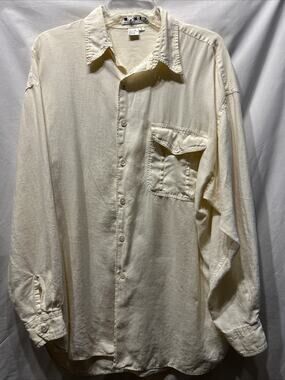 Vintage Kikit Maurice Sasson Mens Lg Shirt Linen Button Up Beach Office Career